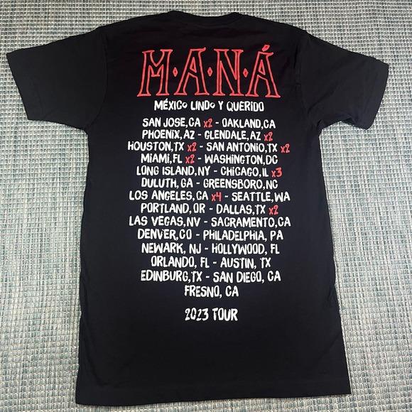 MANA Mexico Lindo y Querido 2023 Tour Black Shirt Sz S - Picture 3 of 6